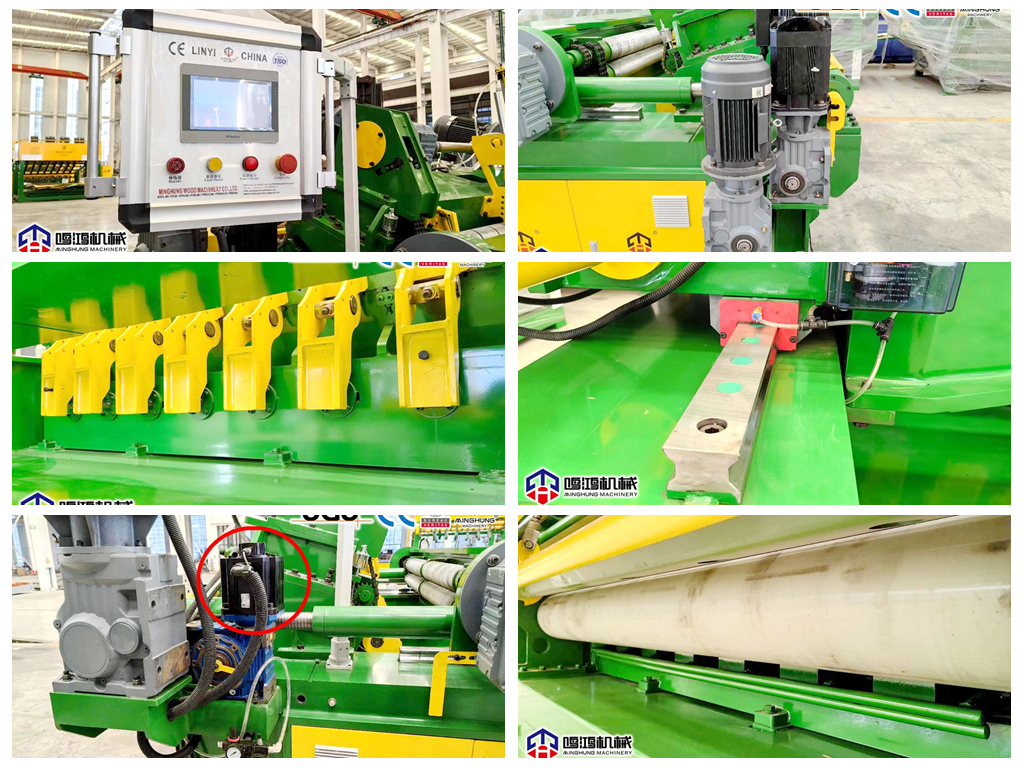 Details of Spindleless Veneer lathe Detalles del torno de chapa sin husillo