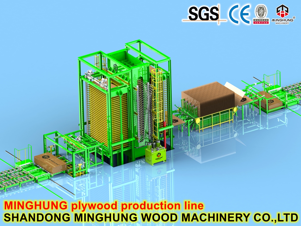 línea de máquinas de madera contrachapada
