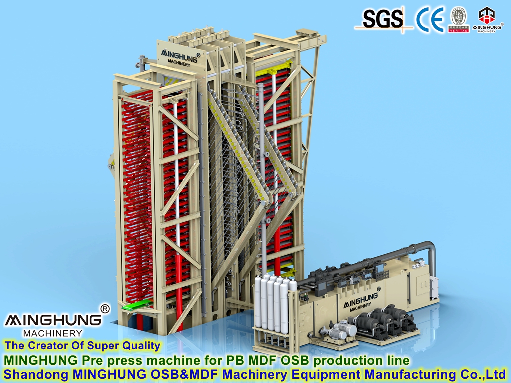 Fabricante de la línea HDF de aglomerado OSB MDF: Prensa en caliente hidráulica automática de apertura múltiple para máquina para fabricar tableros de partículas de 300 m3 por día