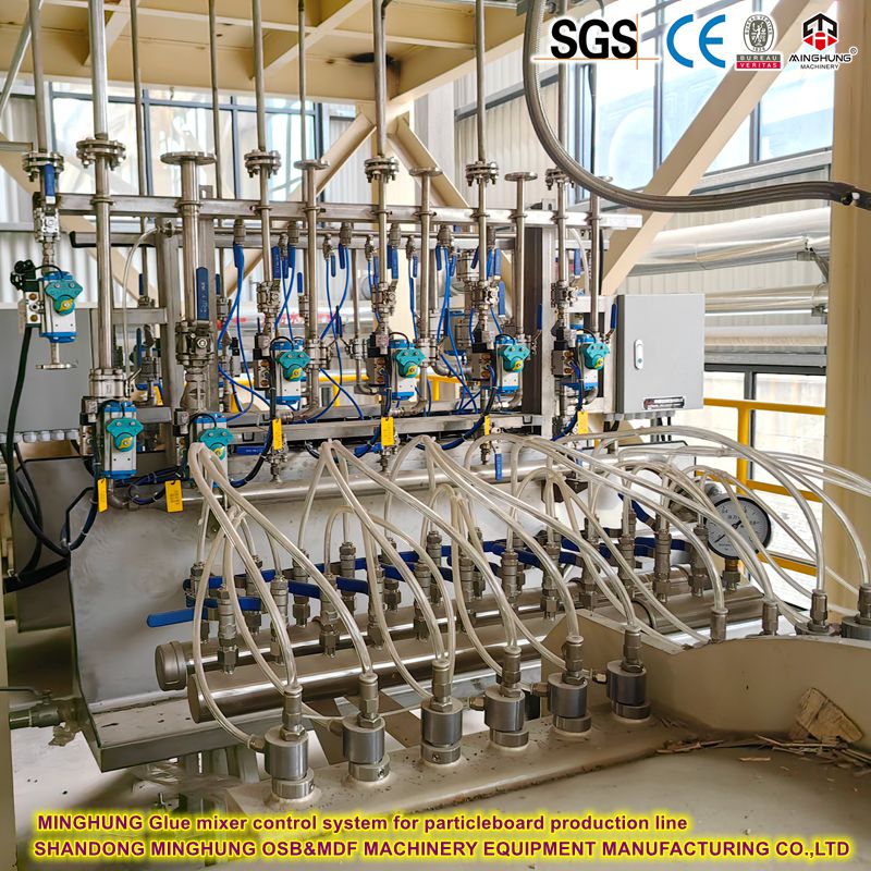 Sistema de control de mezcladores de pegamento para la línea de producción de partículas