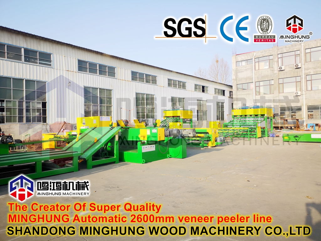 automatic 2600mm veneer peeler line línea automática de peladora de chapa de 2600 mm