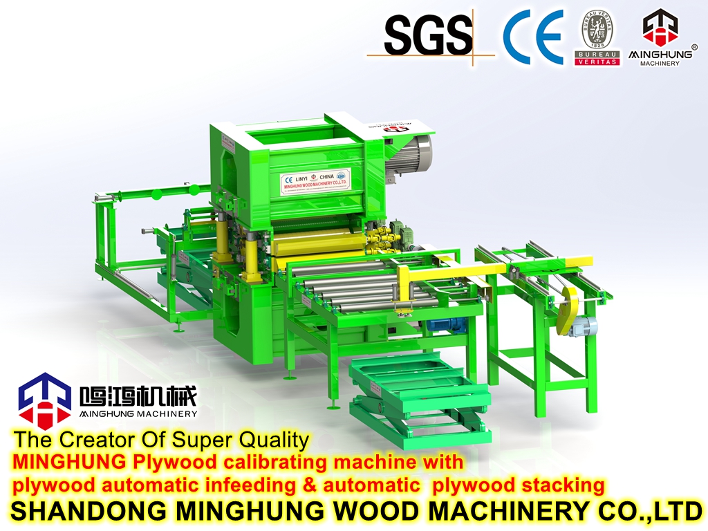 lijado de madera contrachapada con alimentación de madera contrachapada y apilado de madera contrachapada