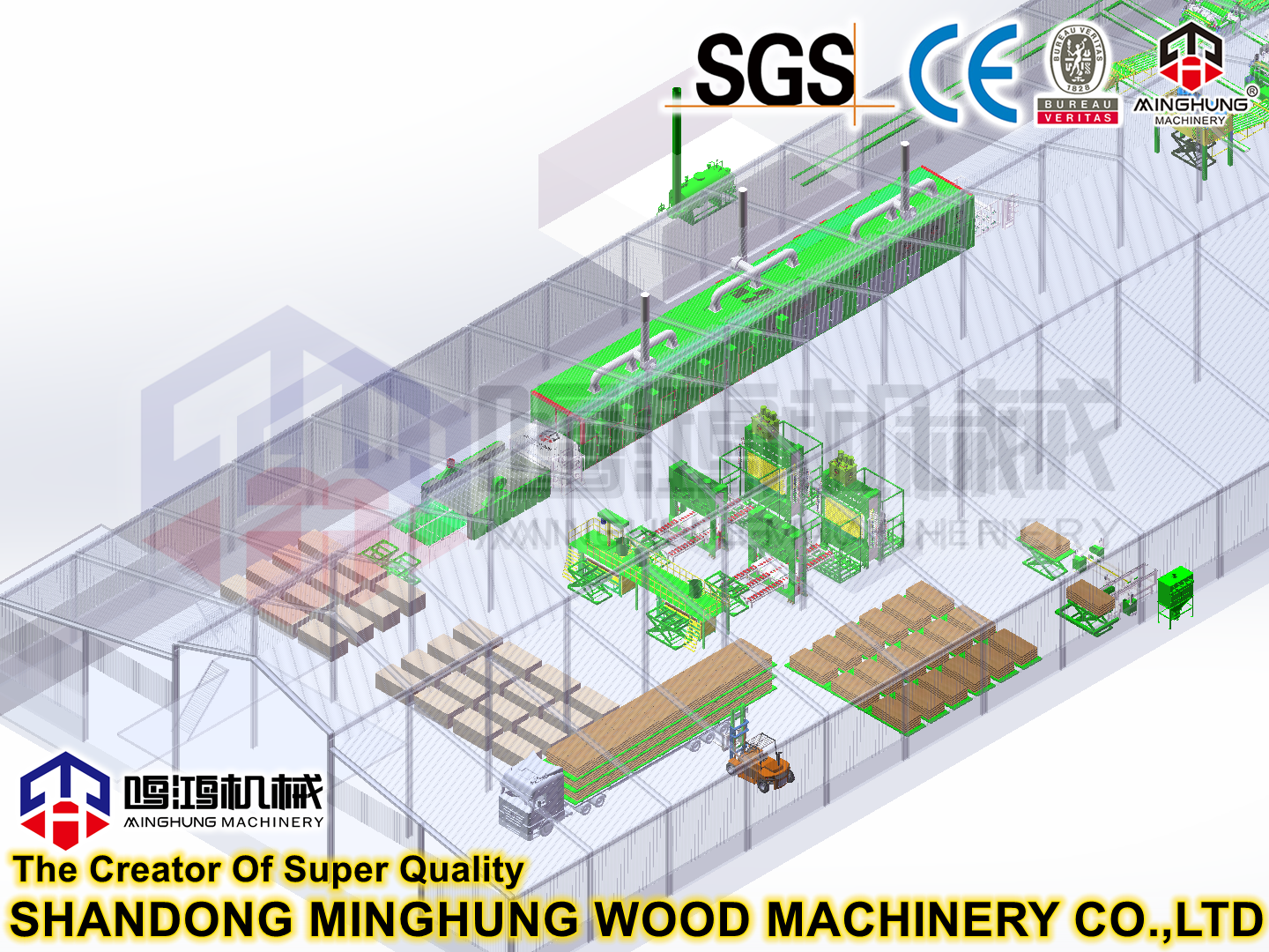 línea completa de máquinas de madera contrachapada Diseño de construcción de taller