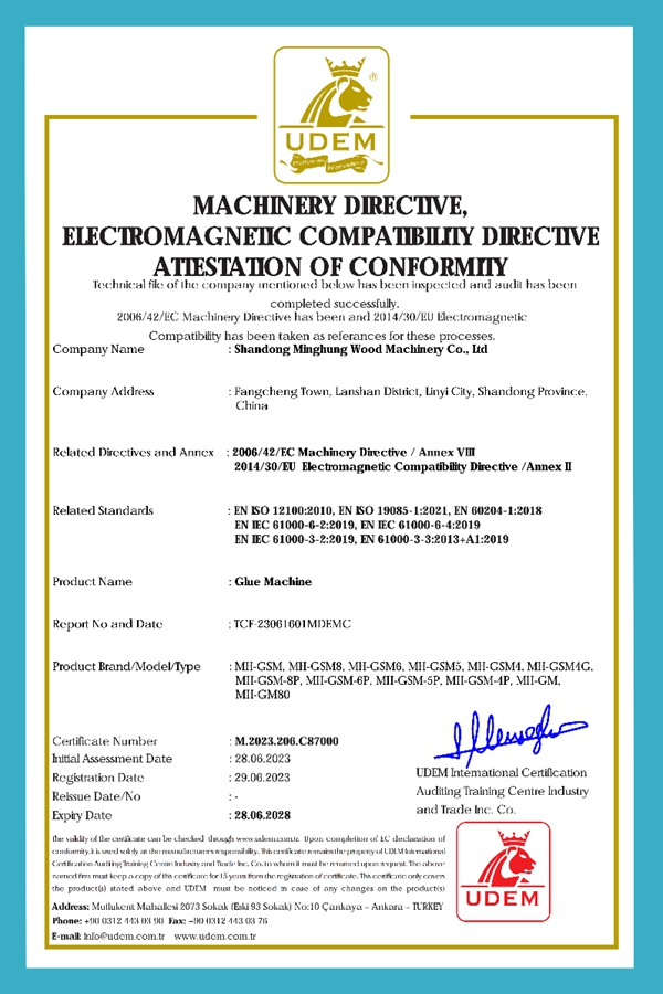 Certificado de m&aacute;quina de pegamento 