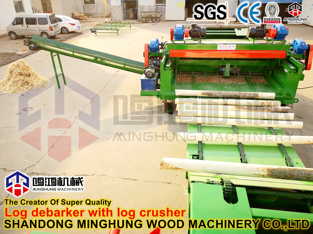 descortezadora de troncos con trituradora de troncos