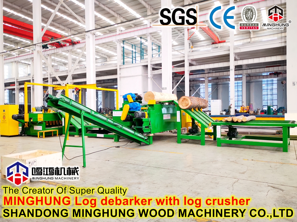 Descortezador de troncos con trituradora de troncos, 