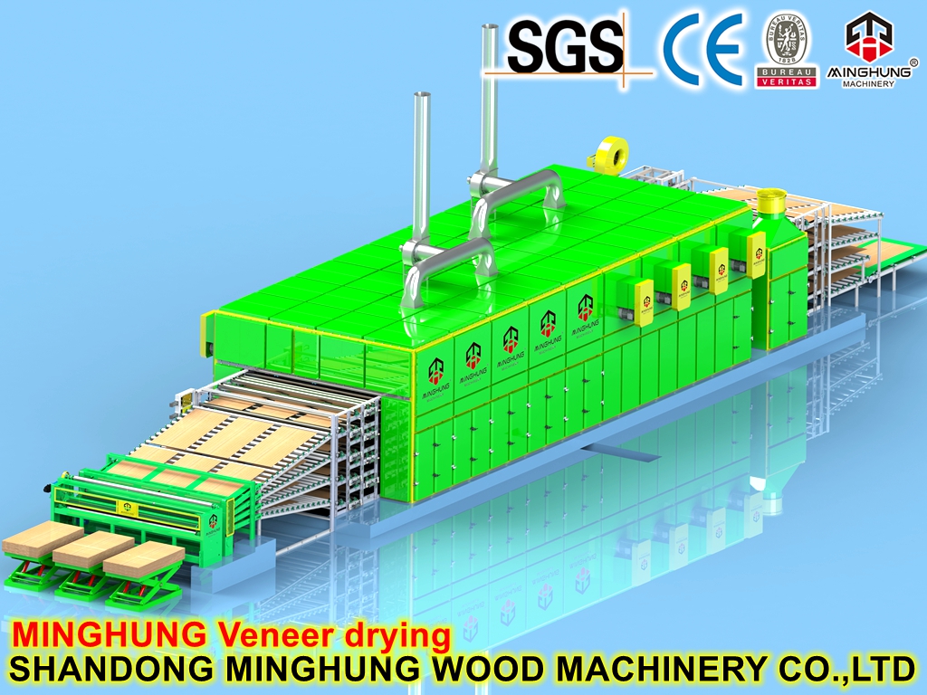 Máquina secadora de chapa de madera contrachapada con transportador de malla